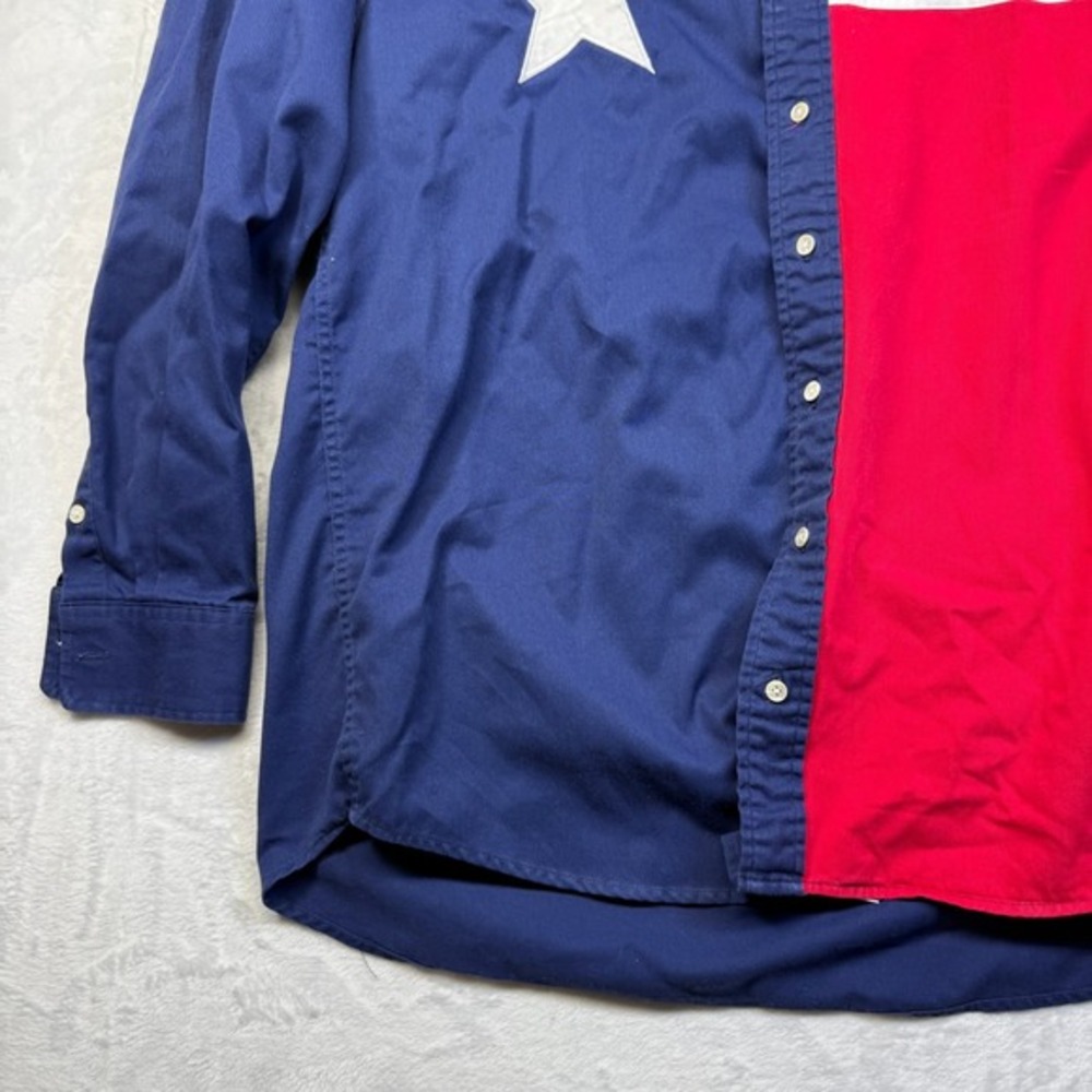 VTG Texas Cotton Shirt Mens Sz LG Texas Flag Button Up USA Made Shirt - Picture 2 of 11
